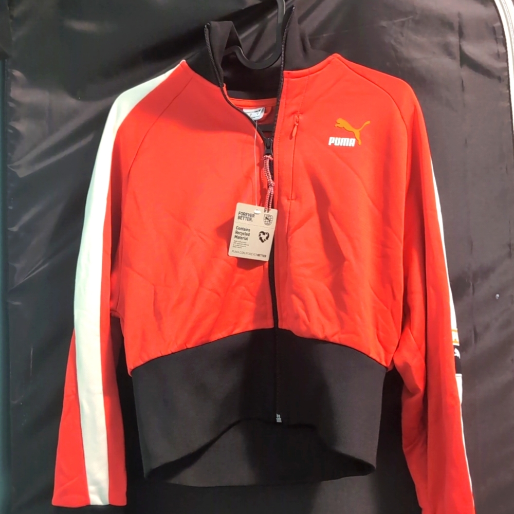 Puma tracksuit top, size small, orange